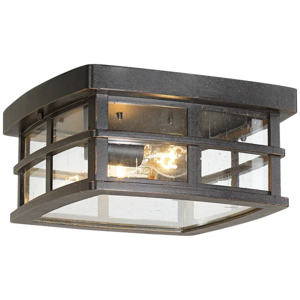 John Timberland Mission Outdoor Ceiling Light Fixture Oil Rubbed Bronze 12x22 Clear Seedy Glass for Exterior House Porch Patio D