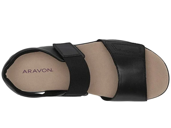 Women's Aravon Beaumont Two Strap Sandal - Size: 8, Black