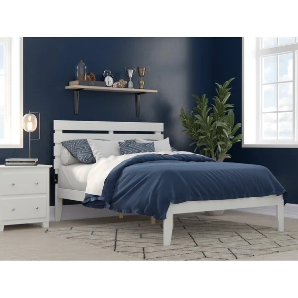 Atlantic Furniture AG8310024 Oxford Twin Bed with USB Turbo Charger in Walnut