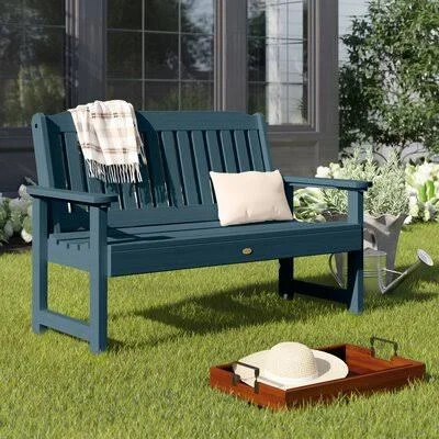 Amelia Plastic Garden Bench Three Posts Size: 35x22 H x 50x22 W x 25x22 D, Color: Nantucket Blue
