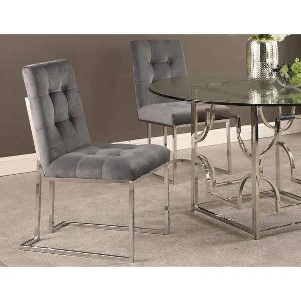 Modern Velvet Fabric Dining Chair in Pink/Gold (Set of 2)