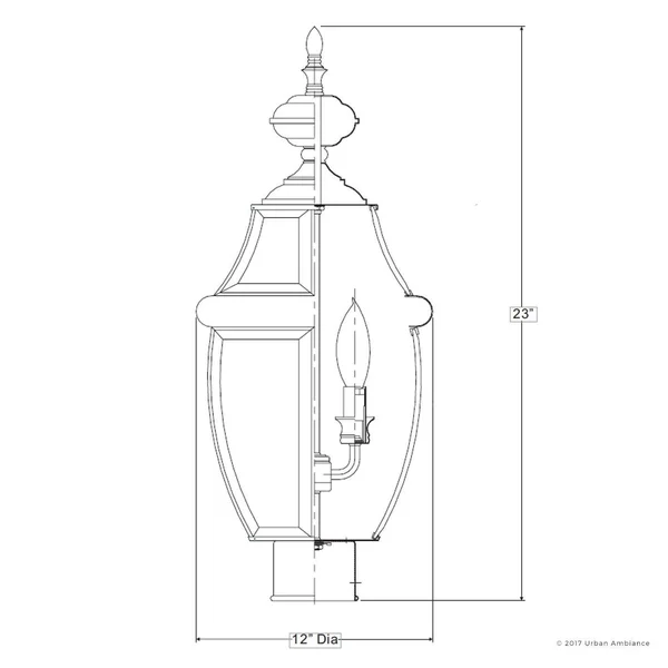 Urban Ambiance Luxury Colonial Outdoor Post Light - Large Size: 23 inchh x 12.5 inchw, with Tudor Style Elements, Versatile Desig