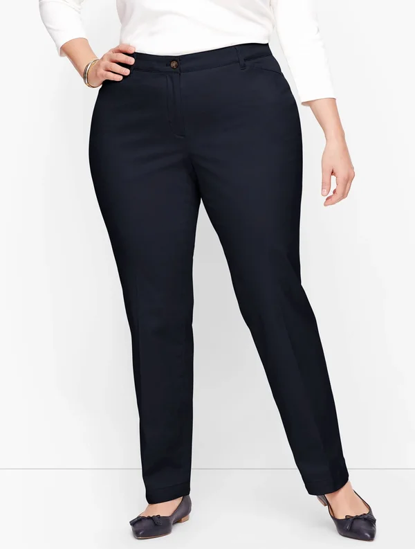 Plus Size - Stretch Cotton Chinos Pants - Curvy Fit - Indigo - 24 Talbots