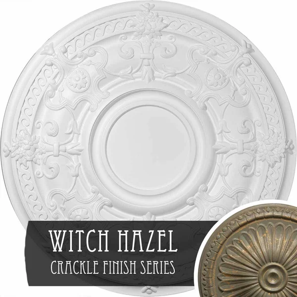 33 7/8x22OD x 1 3/8x22P Dauphine Ceiling Medallion (Fits Canopies Up to 13 1/4x22), Hand-Painted Witch Hazel Crackle
