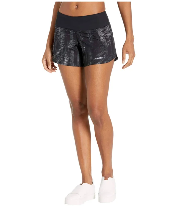 Brooks Women's Chaser 5x22 Short, Black Motion Print/Black, Small