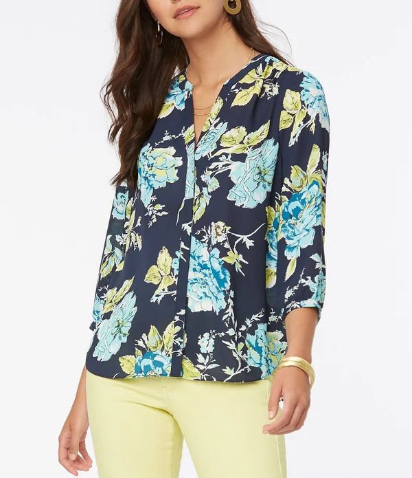 Nydj 3/4-Sleeve Pintuck Blouse