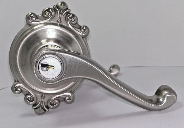 Schlage F51A Flair with Brookshire Rose Keyed Entry Lock Satin Nickel Finish