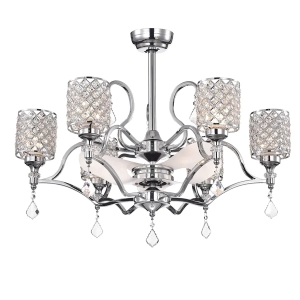 Cyrus 35-Inch 6-Light Lighted Ceiling Fan Fandelier with Crystal Shades Remote Controlled