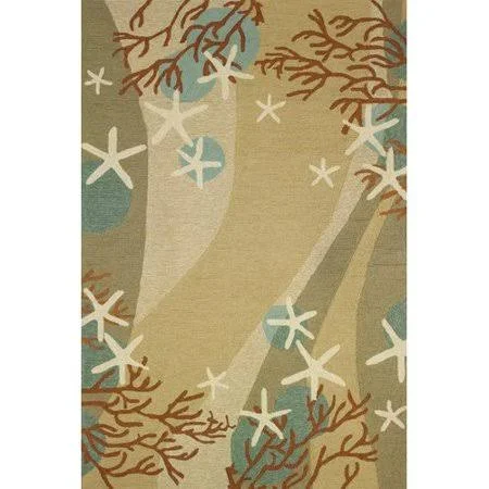 Highland Dunes Coeymans Coral Waves Blue/Rust/Beige Indoor/Outdoor Area Rug - Size: 3& x 5&