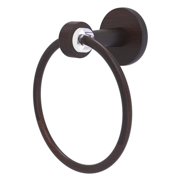 Allied Brass CV-16G-VB Clearview Collection Towel Ring with Groovy Accents Venetian Bronze