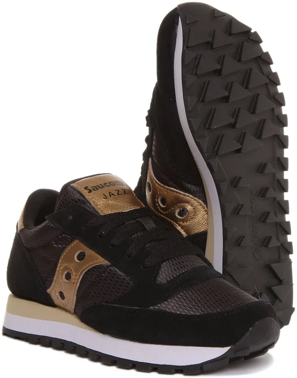 Saucony Jazz Originals Women Black Gold Black Suede, Nylon 36 EU