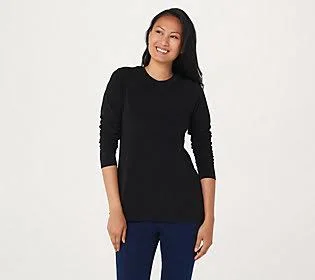 Susan Graver Modern Essentials Liquid Knit Crew-Neck Top - Size 2X, Black