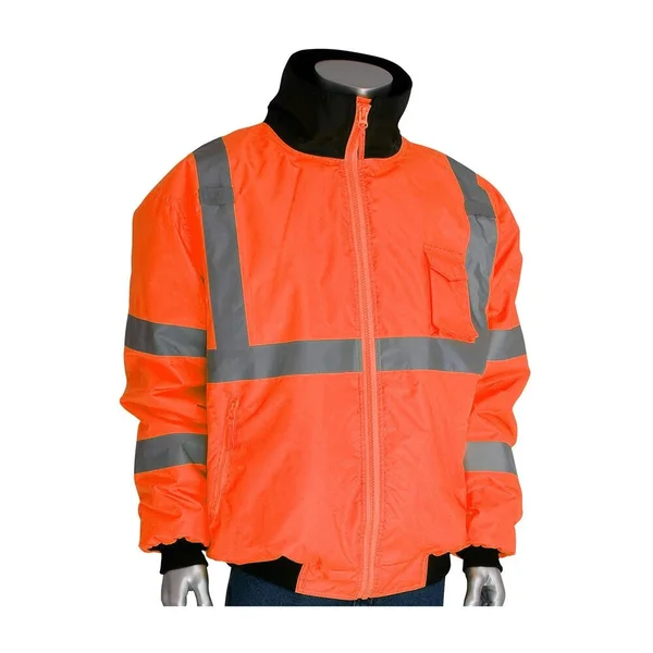 PIP 333-1762-LY ANSI Class 3 Bomber Jacket with Zip-Out Fleece Liner - Hi Vis Yellow-Large