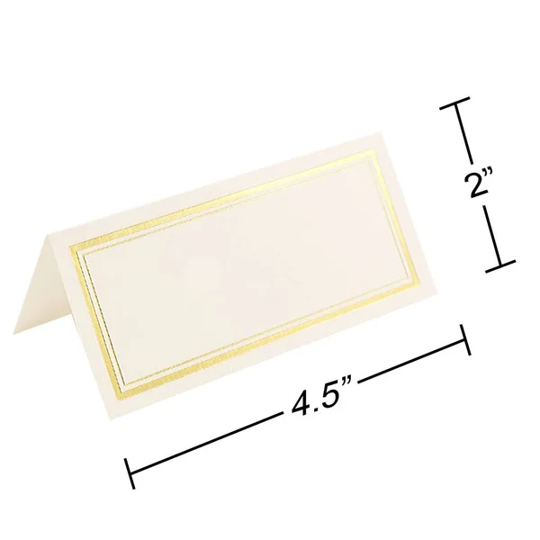 Jam Paper Foldover Wedding Table Place Cards - 2 x 4 1/4, White with Gold Double Border Placecards, 100/Pack (312125229)