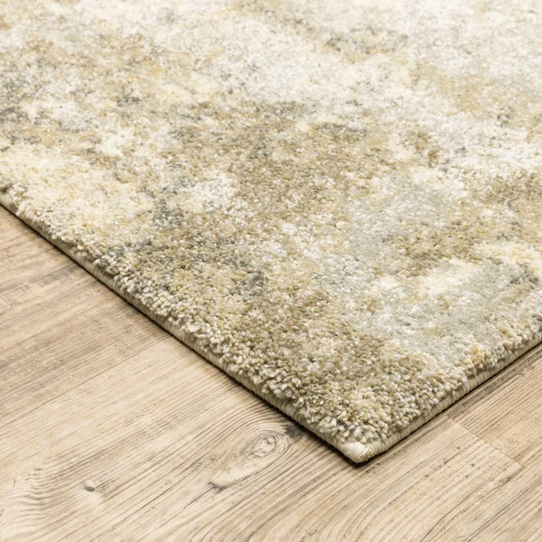 Anton Contemporary Abstract Yellow/Gold Area Rug - 5&3x22 x 7&6x22