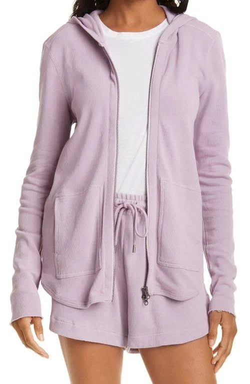 ATM Anthony Thomas Melillo Front Zip Hoodie - Size X-Small in Lavender at Nordstrom