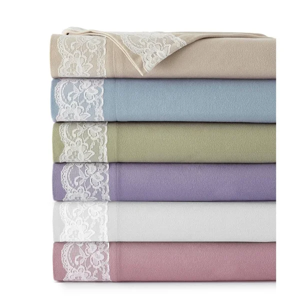 Micro Flannel Amethyst (Purple) California King Lace Edged Sheet Set