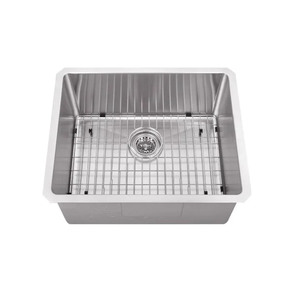 Cahaba CASC0090 23 inch 16 Gauge Stainless Steel Handmade Single Bowl Bar Sink with Gooseneck Kitchen Faucet