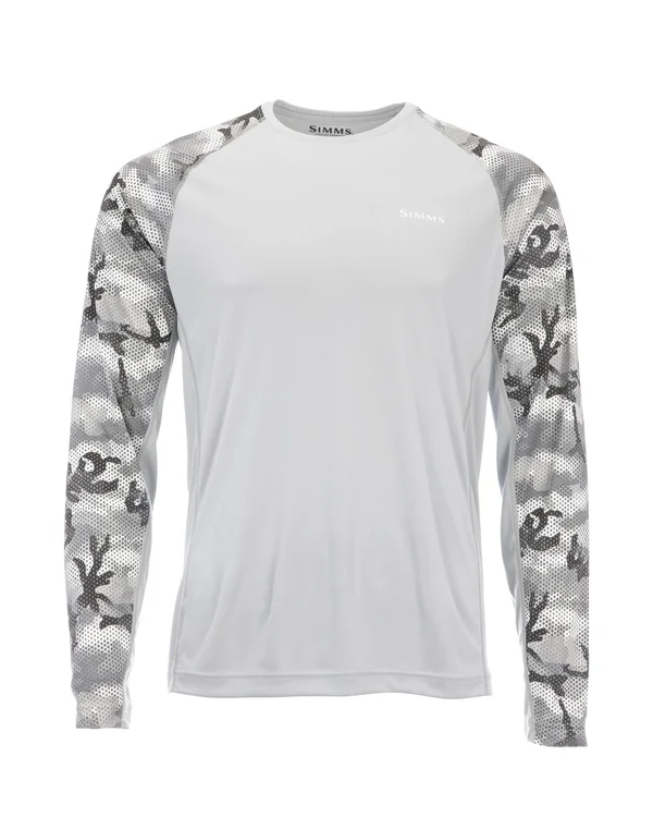 Simms Cloud Camo Grey Solarflex Crewneck Shirt - Print