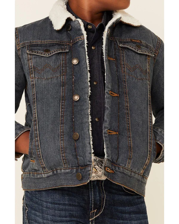 Wrangler Boys& Rustic Sherpa Lined Denim Jacket