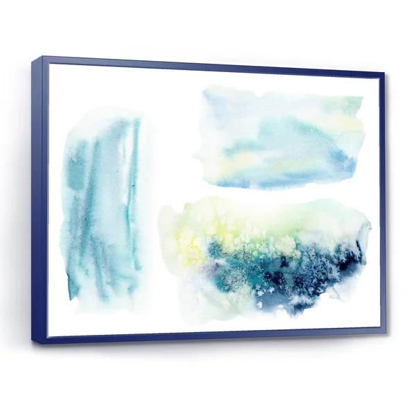 Designart 'Underwater Abstract Clouds' Modern Framed Canvas Wall Art Print - 20 in. Wide x 12 in. High - Blue