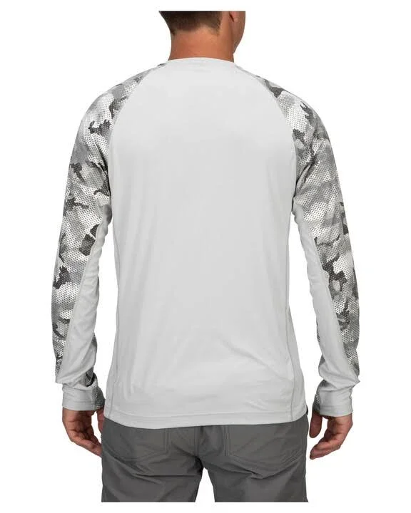 Simms Cloud Camo Grey Solarflex Crewneck Shirt - Print