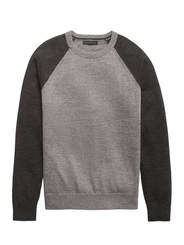 Banana Republic Men's Organic Cotton Raglan Sweater Heather Gray Size XXS