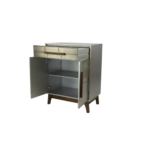 Litton Lane Grey Wood Industrial Cabinet