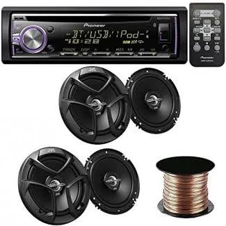 Pioneer Deh-x6800bt Single DIN Bluetooth In-Dash Cd/am/fm Receiver 4 JVC Csj620 Car Speakers 300W 17cm CS Series 2-Way Coaxial
