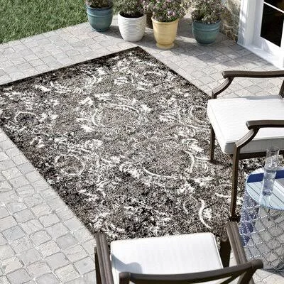 Christine Light Gray/Black/White Indoor/Outdoor Area Rug Winston Porter Rug Size: Rectangle 5& x 8&