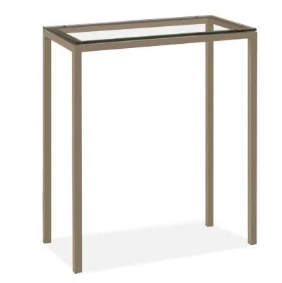 Room & Board - Modern Parsons 36W 18d 42h Bar Table w/ 1.5x22 Leg, Clear Tempered Glass Top w/ Mineral Base