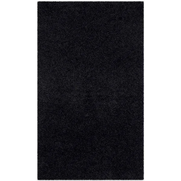 Hawthorne Collection 2&3x22 x 8& Power Loomed Polypropylene Rug in Black