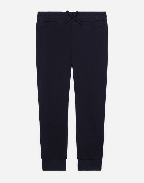 Dolce & Gabbana Trousers and Shorts - Jersey Jogging Pants with Plate Logo Blue Male 3