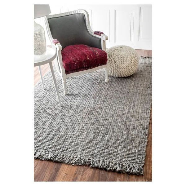 nuLOOM Hand Woven Chunky Loop Jute Rug Grey