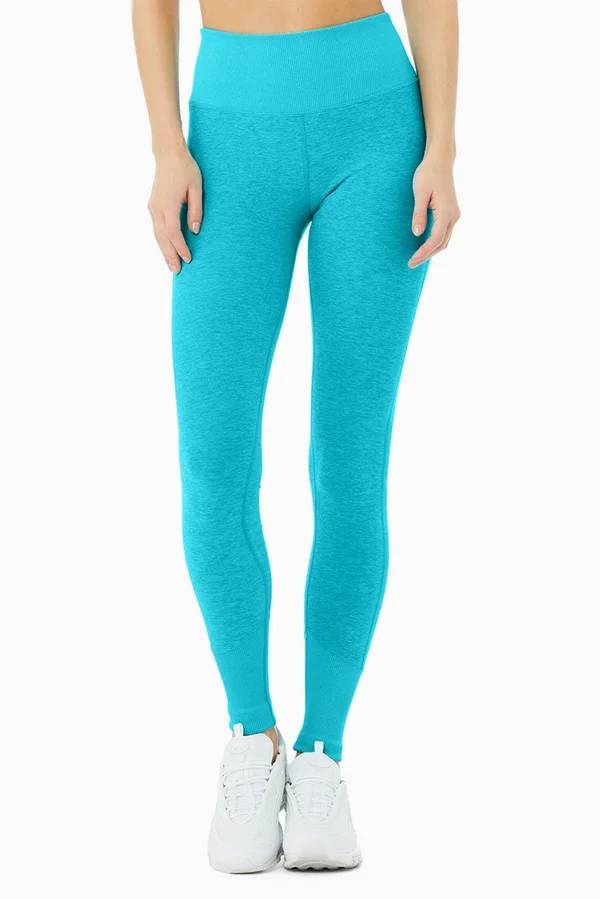 Alo Yoga - High-Waist Alosoft Lounge Legging in Bright Aqua Heather, Size: Xs