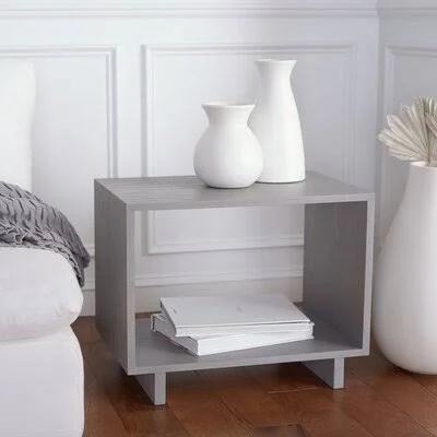 Mitch Sled End Table with Storage Ivy Bronx Color: Grey