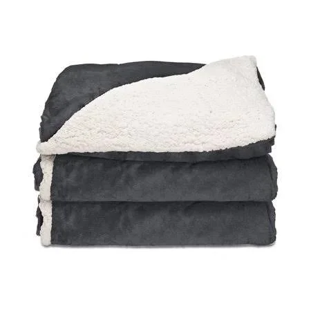 Sunbeam Heated Blanket, Reversible Microplush/Sherpa Throw (50 inch x 60 inch), Slate