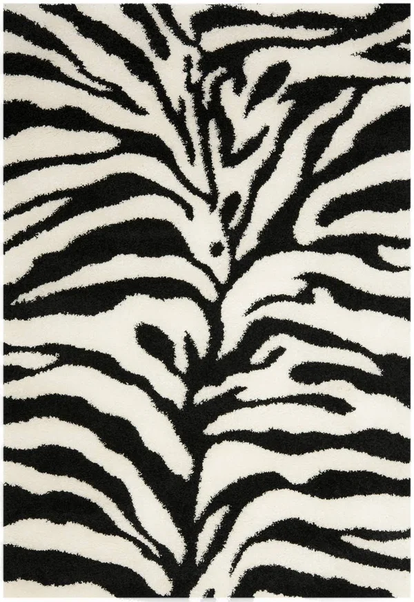 Safavieh Florida Shag Ivory/Black Area Rug; 8& x 10&