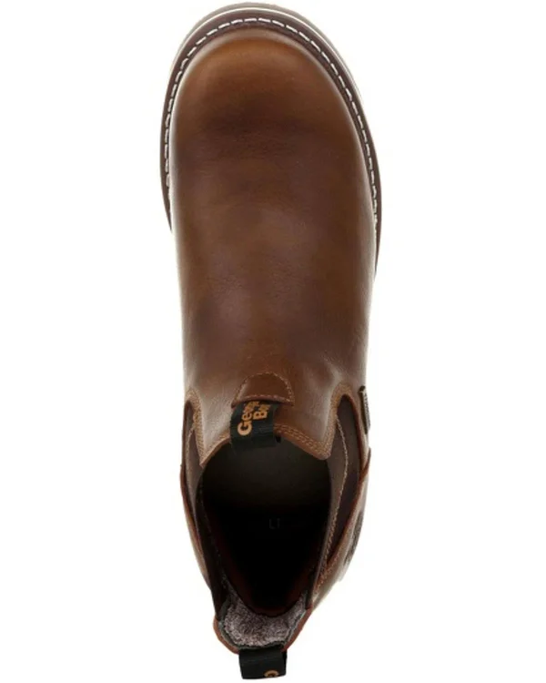 Men's Brown Georgia Boot Wedge Waterproof Chelsea Work Boot Size 7.5