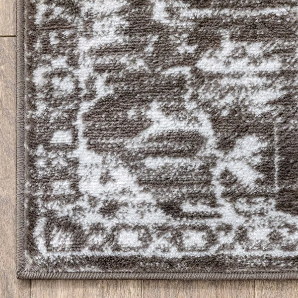Well Woven Dazzle Disa Vintage Distressed Oriental Medallion Grey 9 ft. 3 in. x 12 ft. 6 in. Area Rug