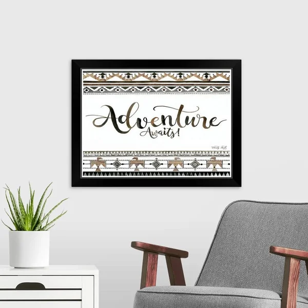 Adventure Awaits, Black Framed Wall Art, 24x18, Great Big Canvas