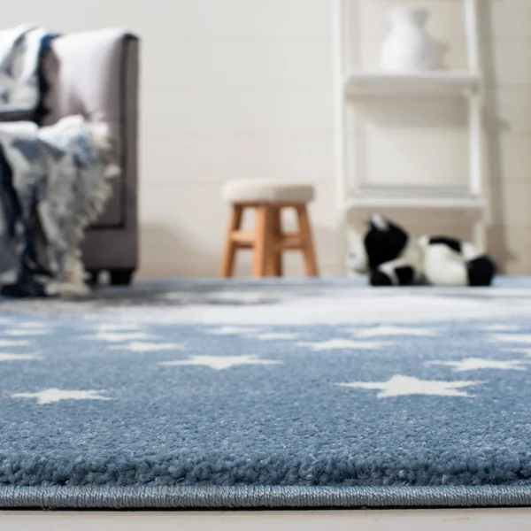 Safavieh Carousel Kids Aine Moon Rug - 5&3x22 x 5&3x22 Round - Light Blue/Grey