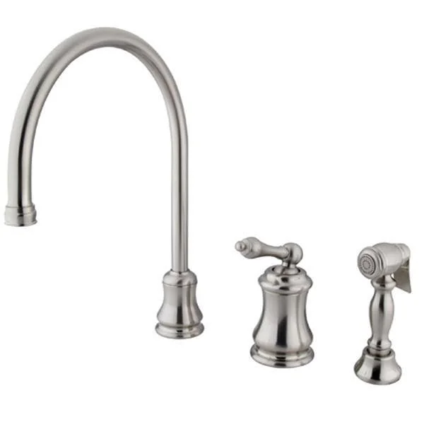 Kingston Brass KS3811ALBS Single Handle Widespread Kitchen Faucet with Brass Sprayer, Polished Chrome