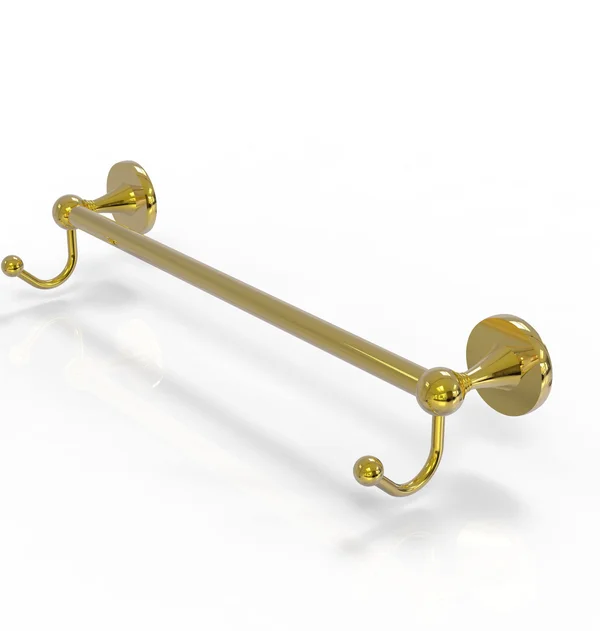 Allied Brass Shadwell Collection 24-Inch Solid Brass Towel Bar With Integrated Hooks, Clear