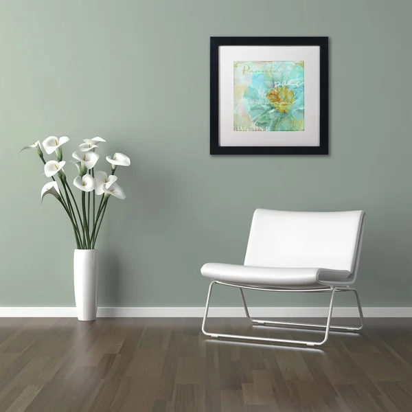 Trademark Fine Art &Blue Peony Light& by Color Bakery Framed Graphic Art - Mat Color: White, Size: 16x22 H x 16x22 W x 0.5x22 D