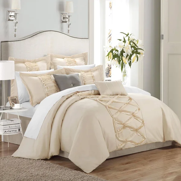 Greenland Home Ruffled Quilt Set, Twin, White
