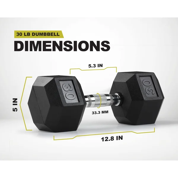 PRCTZ Rubber Encased Hex Dumbbell - 30 lbs Pair