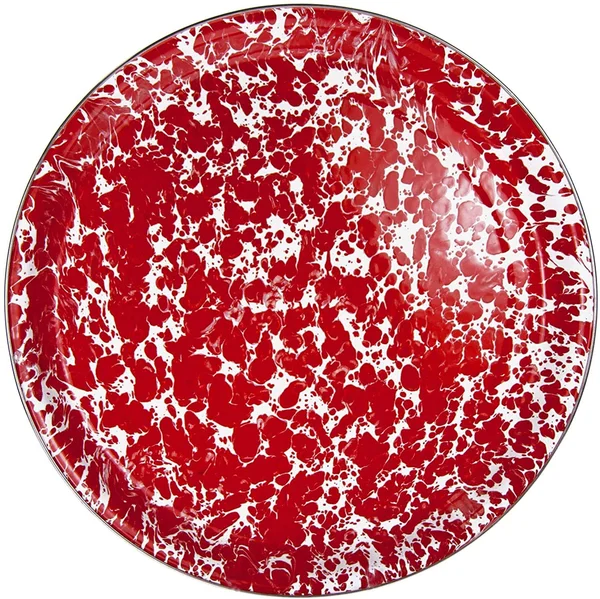 Golden Rabbit Enamelware Red Swirl 15.5x22 Serving Tray