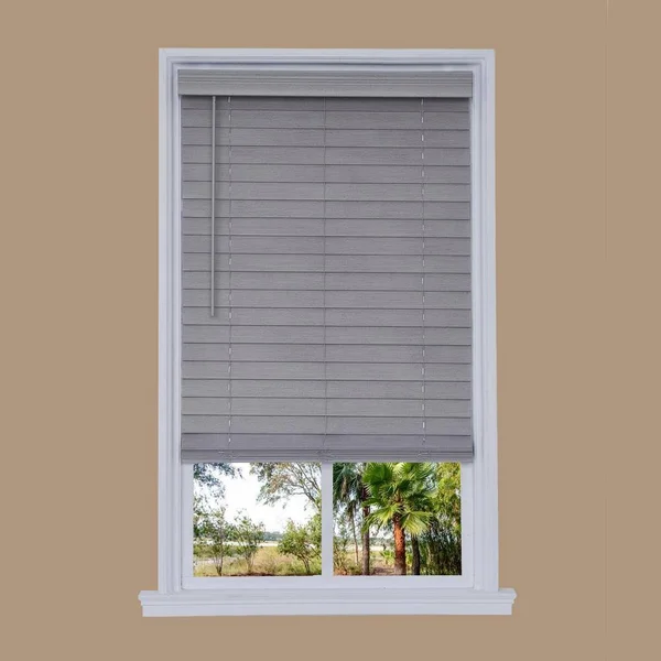Allen + Roth 2.5-in Slat Width 20.5-in x 72-in Cordless Gray Faux Wood Room Darkening Horizontal Blinds, DFHSB2472-20.5