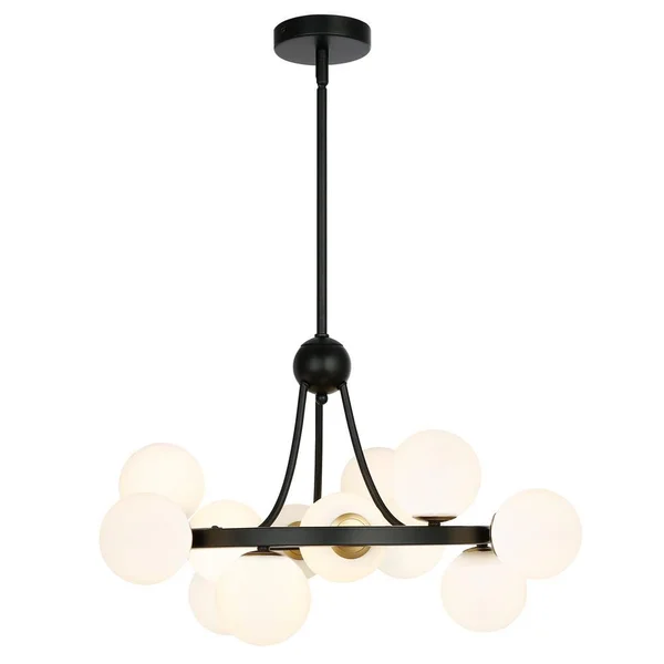 Light Society Trieste 12-Light Black/Frosted Chandelier with Glass Shades